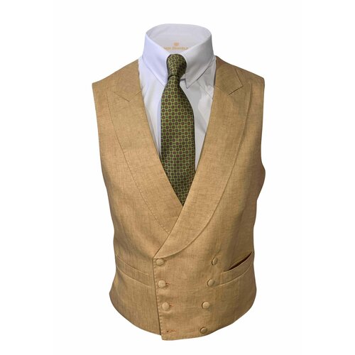 Doppelreihige Cut-Weste in Karamell 106