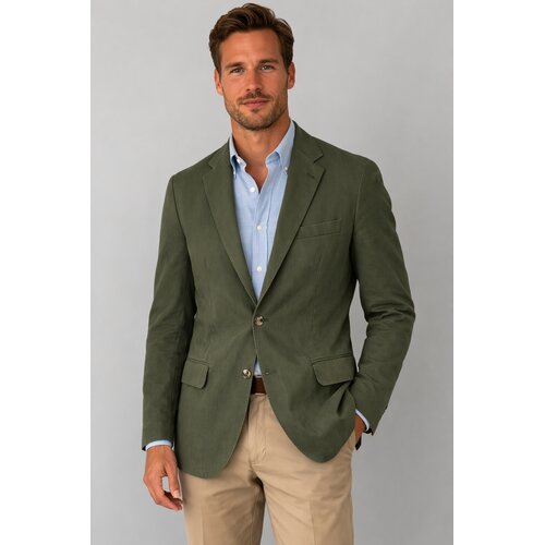 Jackett Franz Unconstructed aus Washed Cotton in Oliv