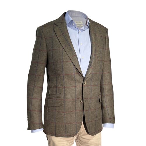 Jackett Max - finest Tweed with red/blue Window-Pane 46