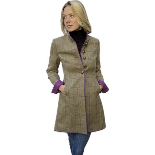 Gehrock Alicia aus finest Tweed mit Lila-farbenem Besatz