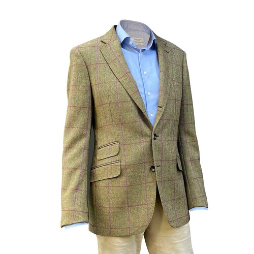 Jackett Thilo aus Tweed mit Window-Pane Rot/Pink