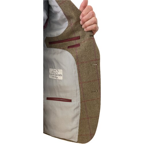 Jackett Thilo aus Tweed mit Window-Pane Rot/Pink