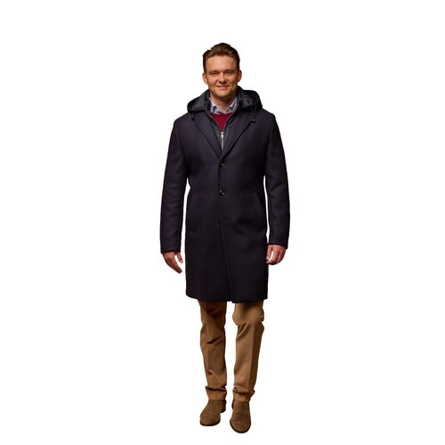 Mantel Wilm aus Twill-Wolle in Dunkel-Blau