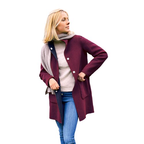 Mantel Bella aus Wolle u. Cashmere zum Wenden/ Bordeaux-Navy