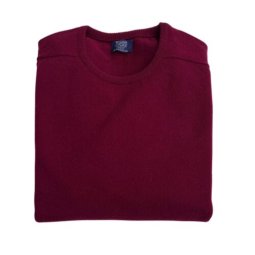 O-Neck Lambswool-Pullover in Bordeaux