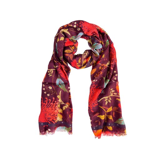 Schal Vintage Bird aus finest Baby Wool in Maroon 200 x 70 cm