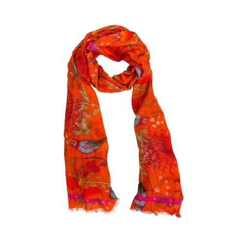 Schal Vintage Bird aus finest Baby Wool in Oranke/Pink