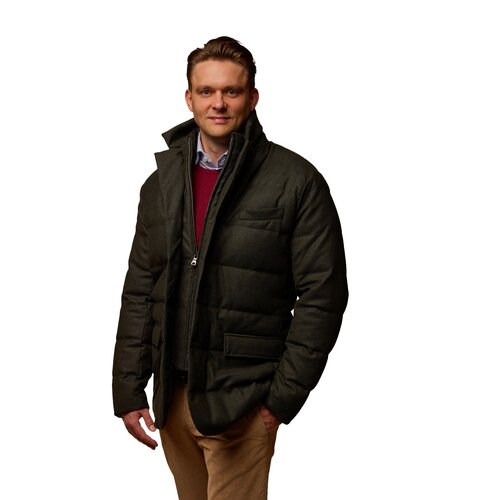 Daunen-Jacke Alba aus Loden in Oliv-Grn