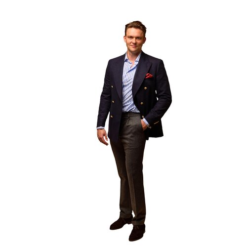 Blazer aus Wolle u. Cashmere in Navy