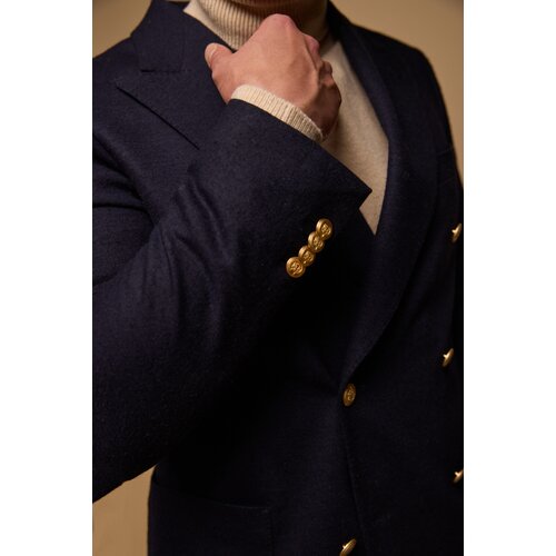 Blazer aus Wolle u. Cashmere in Navy