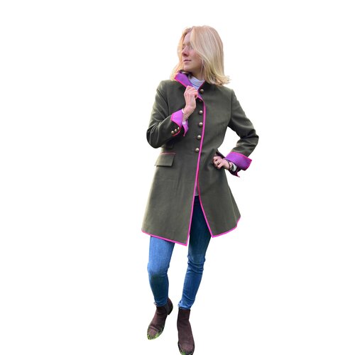 Gehrock Alice aus Moleskin in Oliv/Pflaumen-Lila 42