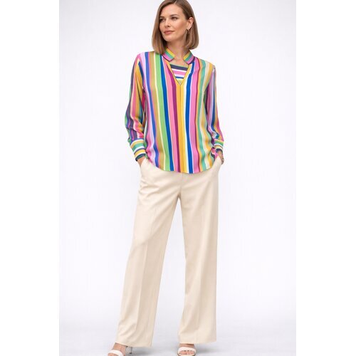 Bluse Pink Blue Multi aus Seide und Elasthan 44