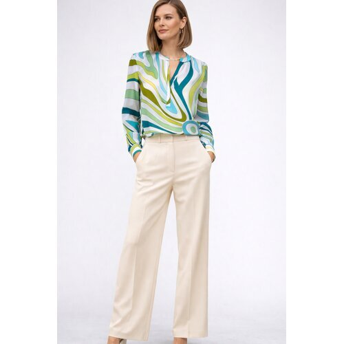 Shirt-Bluse Aqua Multi aus Seide u. Elasthan 44