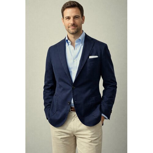 Jackett Franz Unconstructed aus Washed Cotton in Navy 48