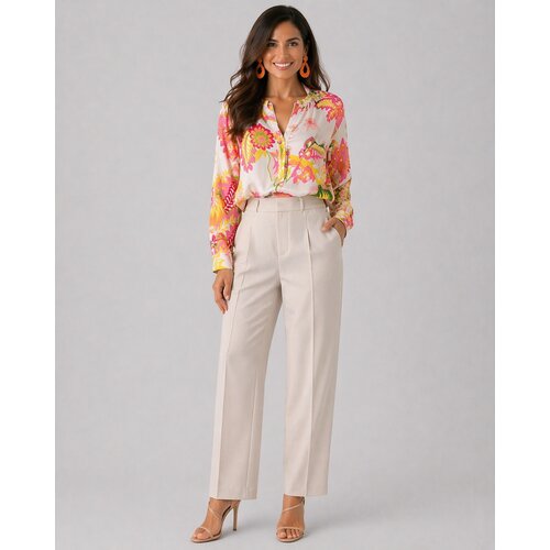 Bluse Pink Buttercup Multi aus Seide u. Elasthan