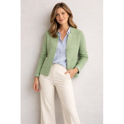 Blazer mit Stehkragen Cotton-Structrure-Nit in Pistachio- Melange S
