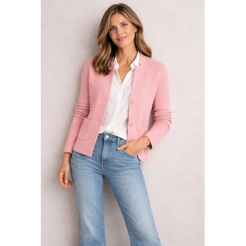 Blazer mit Stehkragen Cotton Structure Knit in Rosa S
