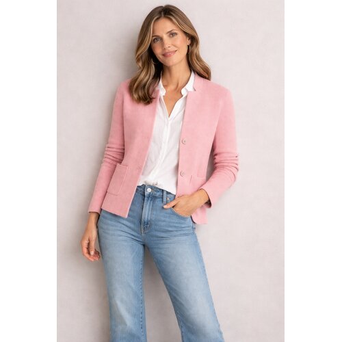 Blazer mit Stehkragen Cotton Structure Knit in Rosa XXL