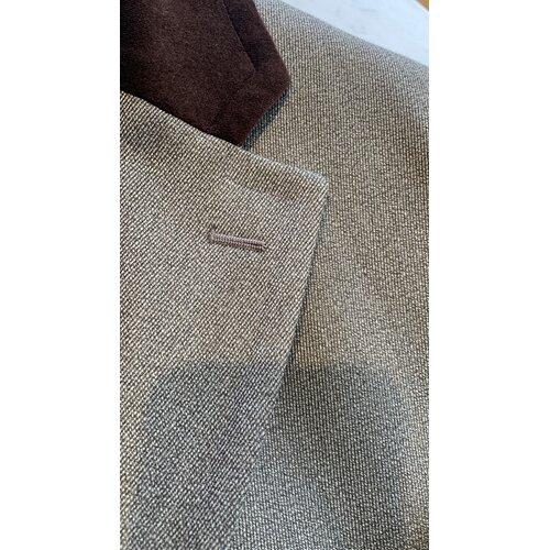 Covert Coat Carlos in Khaki mit Braunem Samtkragen