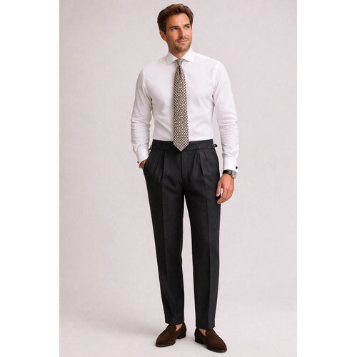 Hose Finn in Anthrazit aus Schurwolle in S120