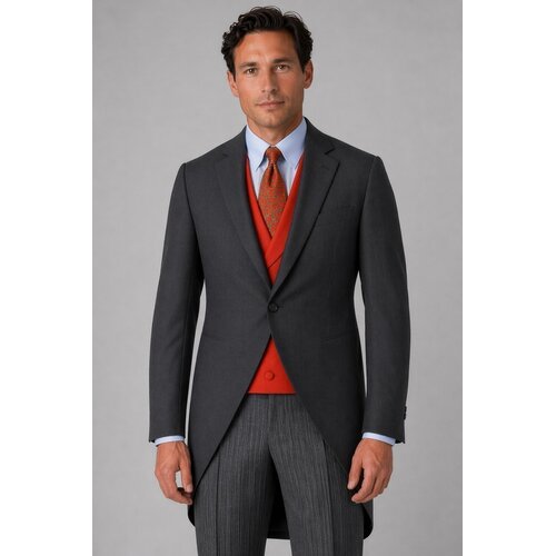 Cut-Jackett aus Light Wool in Anthrazit/ Slim Fit 52