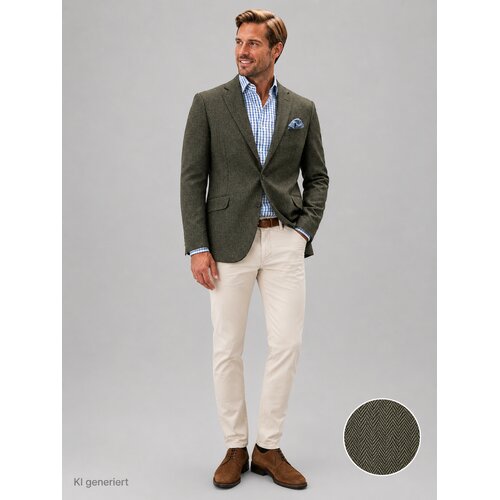 Jackett Philipp aus Fischgr�t-Tweed in Dunkel-Moos