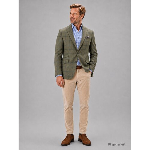 Jackett Fritz aus Tweed  in  Windowpane Navy/Oliv