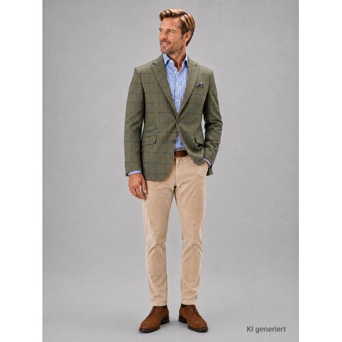 Jackett Fritz aus Tweed  in  Windowpane Navy/Oliv 48